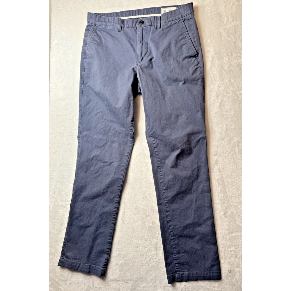 Gap Size 33X32 Mens Chino Khaki Pants Med Blue Straight (Actual Inseam 31)